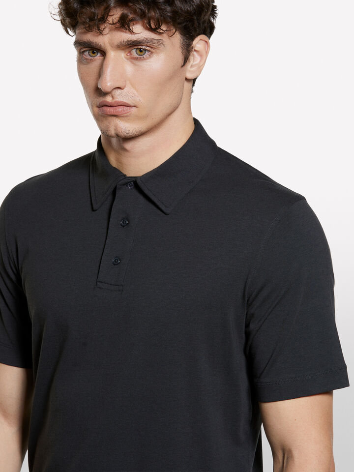 Black slim fit polo - men's polos - Black | Sisley image number 4